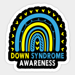 Down Syndrome Awareness Month Retro Rainbow T21 Sticker